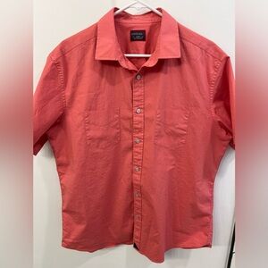 $89 UNTUCKit Classic Short Sleeve Bellone Button Down Shirt Men’s Large L Coral